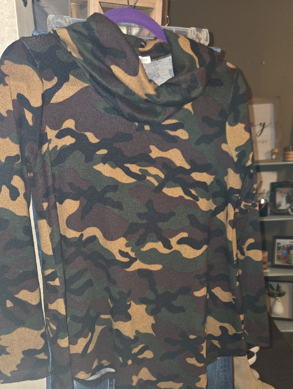 Green Envelope Camo Turtleneck Sweater in Olive, Brown & Black